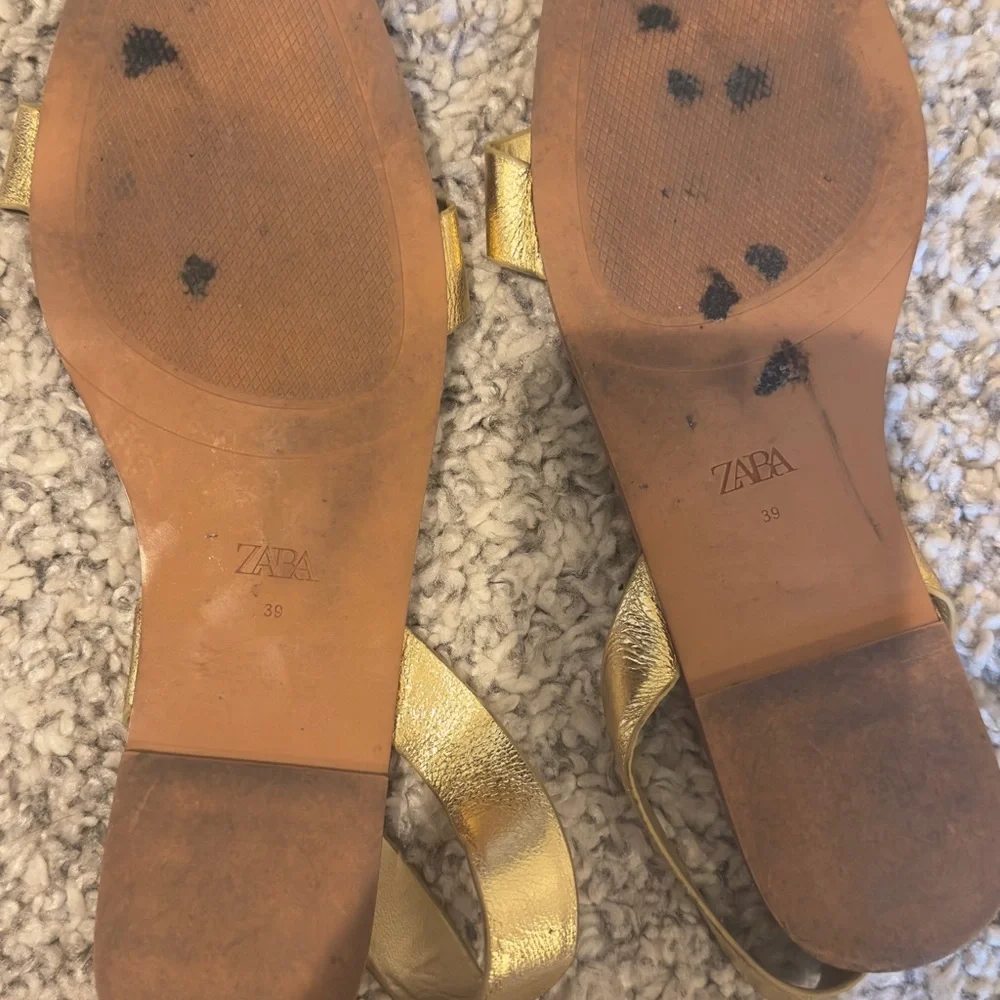 Zara Metallic Gold Sandals - Picture 2 of 2